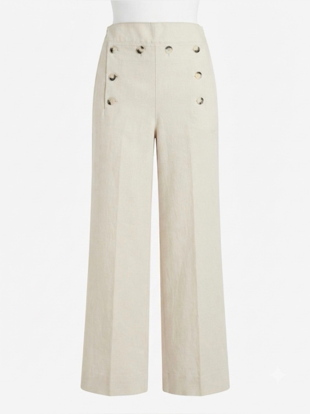 A.L.C. Cream Button-Front Wide-Leg Chinos